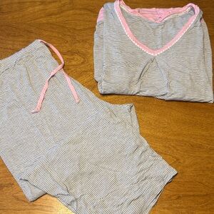 Kensie Gray and Pink Striped Pajama Set
